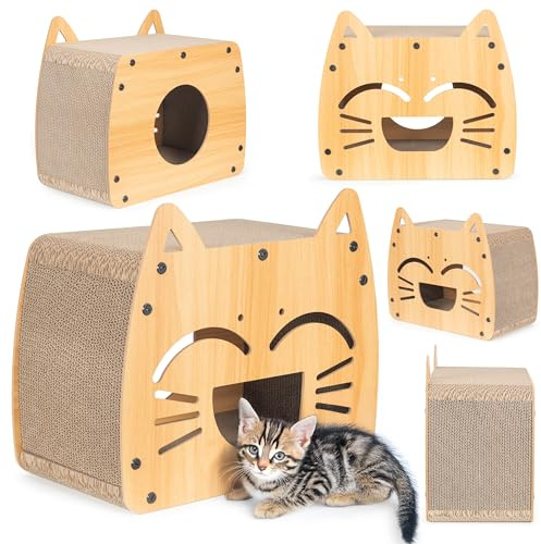 COIL Kratztonne, Katzenhöhle, Katzenkratzbaum, Katzenbett, Katzenliege, Umweltfreundliches Bett, Kratzpappe, MDF, (Höhe: 40 cm)