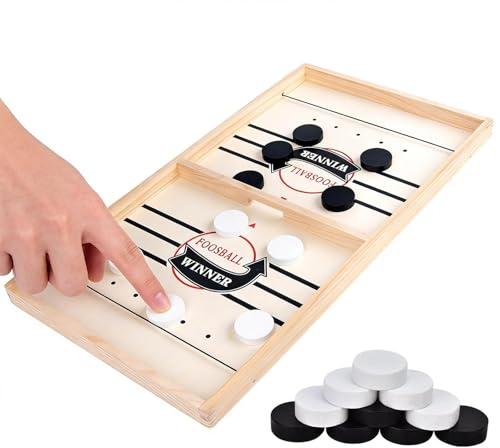 Air Hockey de Mesa 2 en 1 Madera Solida Plegable Portátil Jogos