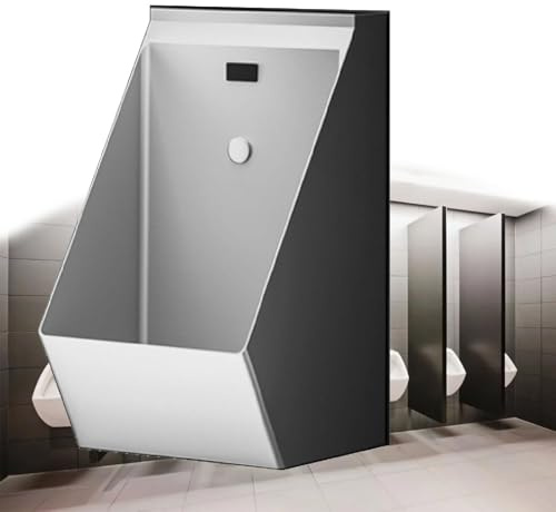Urinario con sensor automático de acero inoxidable 304, urinario con sensor automático, orinal de lavado comercial for hombres, drenaje vertical for bar, baño, tienda de hotel.(Silver)