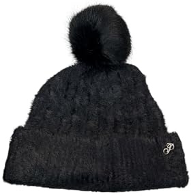 Victoria's Secret Pink Fuzzy Feels Pom Beanie Hat Black One Size New