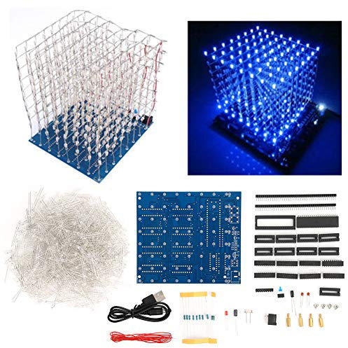 Fafeicy Illuminazione LED 3D Cubo Rosso con Raggio Blu 8x8x8 Kit Fai da Te per Decorazione Luminosa Casa