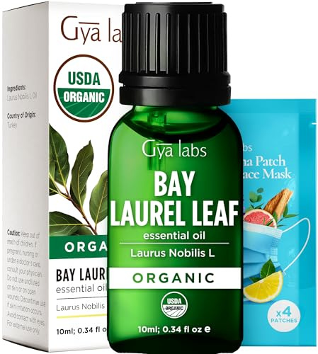 Pure Organic Bay Laurel Leaf Essential Oil 0.34 Fl Oz - for Skin and Hair