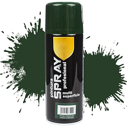Etrexonline Pintura Spray Multicolor Profesional 400ml Adecuado Metal Madera y Plástico - Color Verde Carruajes (Paquete de 1)