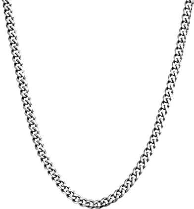 Kritz Unisex Panzerkette 3mm Breite für Herren und Frauen Silberkette Cuban Link - Halskette Kubanische Kette Silber Männer Länge von 45 bis 55 Cm Paris Mode Geschenk (50)