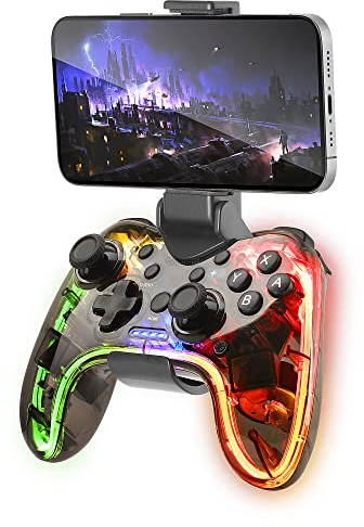 Mars Gaming MGP-BT, Wireless Bluetooth Controller, RGB Neon, Smartphone Adapter, Gyroskop und haptische Vibration, analoge Joysticks, Gamepad für Switch, PC, Mac, Android, iOS, Raspberry Pi, PS3