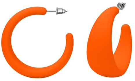 Soul-Cats 1 Paar Kunststoff Creolen Acryl Ohrstecker Ohrringe Hoops Retro, Farbe:orange
