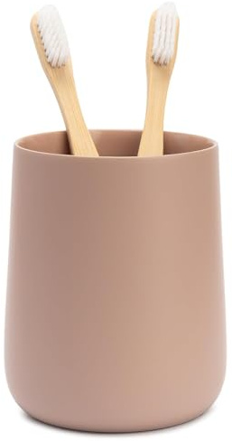 Yew Design Porte-brosses à Dents et Dentifrice avec gobelet, Rose Poudré/Mauve Mat, pour Salle de Bain et comptoir – Organiseur Rond pour brosses à Dents électriques, Fil Dentaire, rasoirs, de Bouche