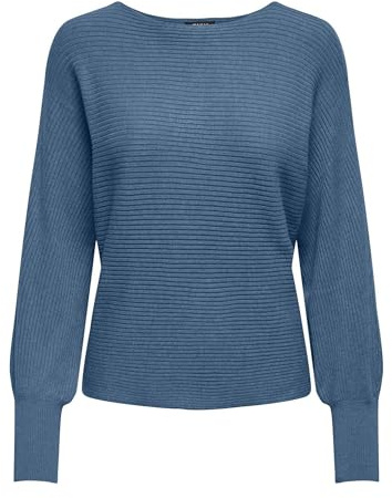 Only Onladaline L/S - Maglione Corto da Donna Knt Noos, con Scollo a Barca, Coronet Blue W. Melange, M