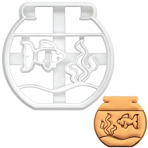 BAKERLOGY Fish Bowl Cookie Cutter - Detailed Biscuit Cutter Design for Baking and Crafts, Ideal on Fondant, Dough, Clay