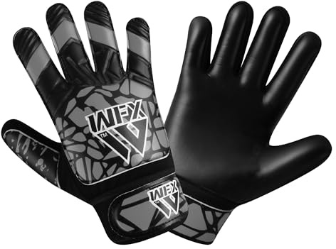 WFX Torwarthandschuhe für Kinder, Jungen, Jugendliche, Fußball-Torwarthandschuhe mit doppelter Handgelenkstütze, Fußball-Torwarthandschuhe, griffiger Handflächenschutz (Grau, Größe 6, geeignet für 12