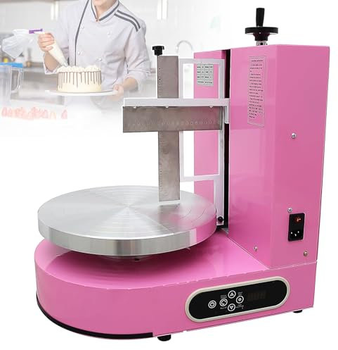 Máquina Para Decorar Pasteles, Raspador Graduado Ajustable + Plato Giratorio Automático De 12, Práctica Máquina Para Hacer Pasteles De Cumpleaños Y Esparcidor De Crema,Pink