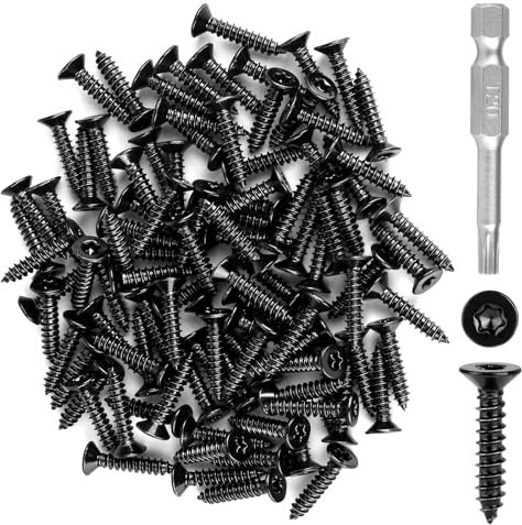 150 tornillos para madera Torx, acero inoxidable negro, M3 x 10 mm, tornillos autorroscantes universales con destornillador T10 para muebles (M4 x 20)