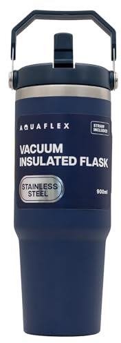 iN Stainless Steel Water Bottle with Straw 12hr Vacuum Insulated Tumbler and Lid - BPA-Free, Quencher, Spill-Proof, Hot/Cold Drinks - Dishwasher Safe (Navy)