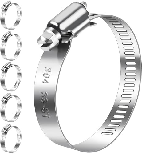 Bolatus Fascette stringitubo 33-57 mm, 6 morsetti per tubo in acciaio inox 304 regolabili, fascette stringitubo assortimento per tubo piscina, tubo da giardino
