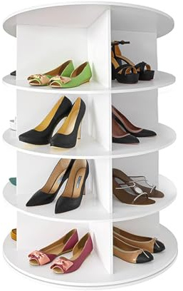 Générique Étagère à Chaussures rotative à 4 Niveaux, Plateau tournant à 360°, Rangement Vertical pour Sacs à Main, Rangement pour Placard, entrée, Chambre, 16 Paires
