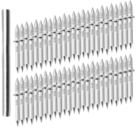 200 clavos de doble cabeza para zócalo, clavos de rodapiés, clavos de rosca sin costuras, tornillos de seguridad con herramienta de manga para madera y hormigón