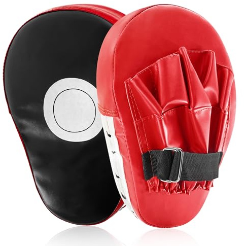 pangdapengpeng 1 Paio Colpitori Boxe, Focus Pads Boxing PU, Paracolpi Boxe per Allenamento di Arti Marziali, Muay Thai, Karate, Taekwondo, Allenamento Fitness (Rosso)