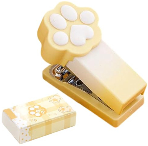 Mini agrafeuse en forme de patte de chat, design portable, 6,8 x 4,3 x 3,2 cm, agrafeuse de bureau dégradée avec rubans en S, mini cône en S, reliure solide et fiable, pour les étudiants, les