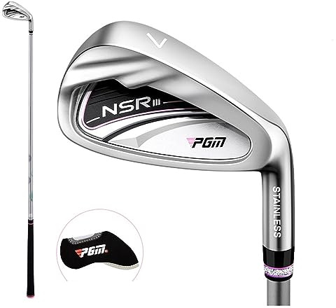 Ferro da golf n. 7 per mazze da golf da donna, 32 gradi, in carbonio o acciaio, con copertura per la testa (nero, con asta in carbonio)
