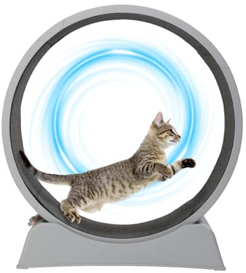 VINGLI Cat Exercise Wheel, 31 Cat Treadmill for Indoor Cats, Cat Running Wheel with Carpeted Runway for Weight Loss & Daily Exercise (Grey)