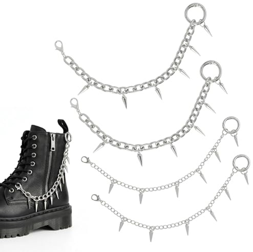 SLIAXINT 4 Pièces Bijoux de Chaussures Chaîne pour Chaussures Bijou Punk | pour Sneakers & Bottes, Charms Lacets avec Clip, Accessoire DIY Mode