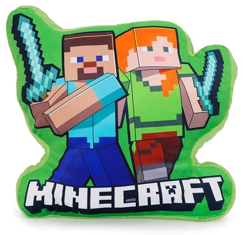 Toyland® 34 cm (13”) Minecraft Verde Almohada de Peluche - Súper Suave, Decorativa, Adorable, Cojín para Niños - Accesorio para Dormitorio, Sofá y Oficina