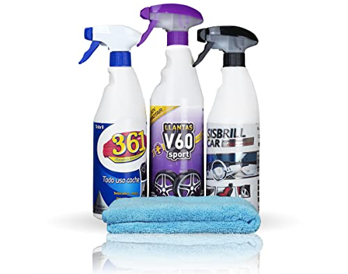 Sisbrill Kit Trío Esencial de Limpieza - Limpieza y Cuidado de Todo el Coche - Llantas, Cuero, Mosquitos, Tapicería