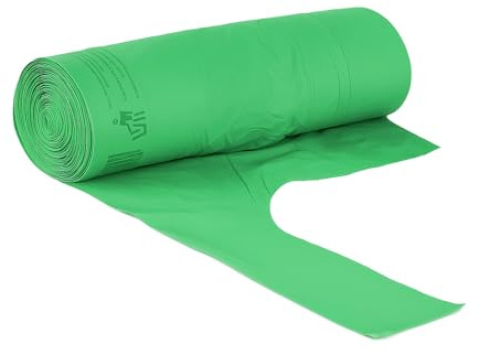 Virsus 75 Sacchetti Biodegradabili f.to 55 x 68 da 30 Litri, Sacchi Raccolta Umido Salvagoccia con Manico lungo, 5 Rotoli da 15 Sacchi Organico compostabili e biodegradabili colore verde