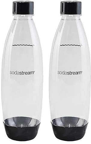 sodastream 1L Twin Pack Dishwasher Safe Slim Bottle (Black)
