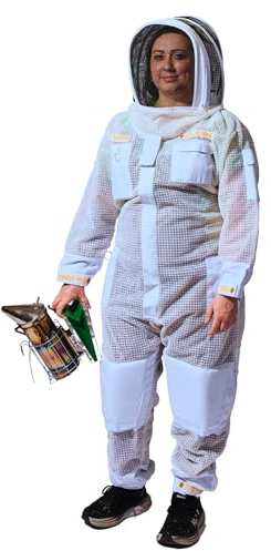 Sting Stopper Premium Ventilated Beekeeping Suit with Removable Veil, Triple Layer Protective Bee Suit for Men & Women, Full Body Breathable Beekeeper Suit for Hot Weather - Beekeeping White, 3X-Large