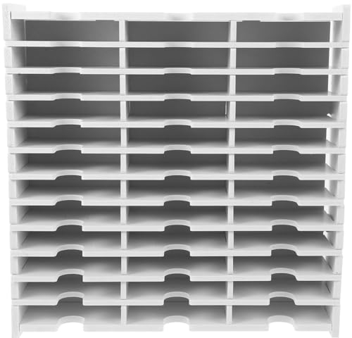 HOLIDYOYO Desktop Storage Box - 36 Slots Wooden Cd Storage Case and Ink Pad Organizer for Dvds Crafts and Accessories