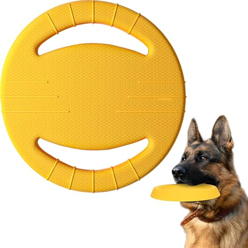 Jackanna Frisbee para perros, anillo de tracción interactivo para perros, juguete de agarre suave y ligero, puede nadar en el agua, juguete para morder y masticar para mascotas (mango Frisbee