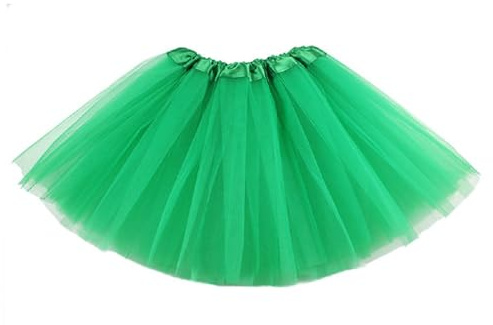 Halloween Tulle Tutu Skirt Girls Skirt Elastic Running Tutus Classic 3 Layered Tutu Costume (Green)