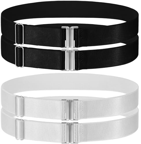 Oruola Lot de 2 paires de jarretières élastiques, jarretelles réglables métal, pour fête, bal, punk gothique, noir et blanc
