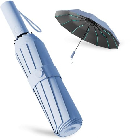 Paraguas Repel Umbrella Windproof Travel Umbrellas for Rain - Easy Auto Open Close, Durable & Compact Umbrella, Strong Fiberglass Frame (Azul cielo)