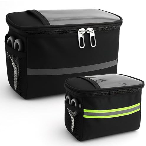 ZMDMAH Bolsa Manillar Bicicleta Impermeable – Bolsa Delantera Grande con Ventana táctil TPU, Reflectante y Bolsillos Laterales – Compatible con MTB, Bicicleta eléctrica, Urbana o de Ruta