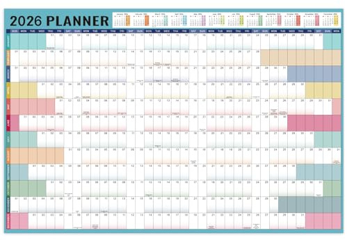 2026 Wall Planner - A1 Large 85cm x 58cm Wall Planner 2026 For Family Home School Office, Full Year Planner Non Laminated with Stickers, Morandi's Color
