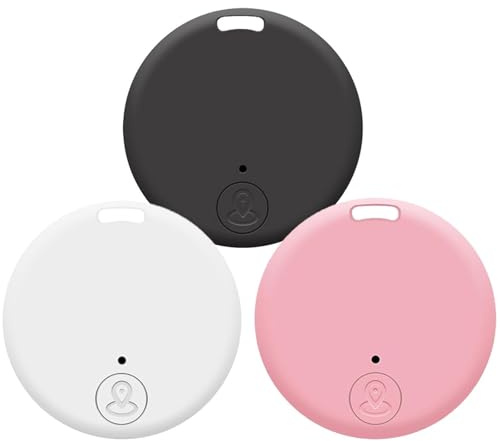 wilcractk Rastreador GPS Bluetooth Inteligente, Llavero Localizador 3 Uds (Negro/Blanco/Rosa), Buscador de Llaves y Objetos Personales con Alarma para Móvil, Bolso y Mascota