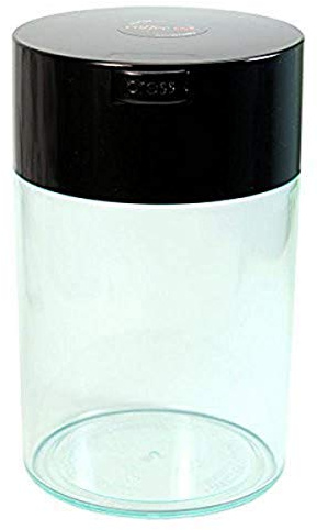 COFFEEVAC 1LB – Patented Airtight Container | Multi-use Vacuum Container Works as Smell Proof Containers for Ground Coffee and Coffee Bean Containers. Black Cap and Clear Body