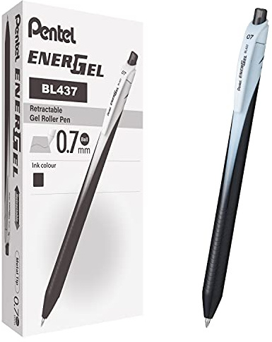 Pentel BL437 Energel Slim roller scatto 0,7 mm, nero 12 pz