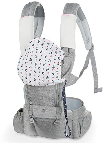 Lictin Mochila Portabebe - 6 en 1 Portabebe Ergonómico con Asiento Transpirable y Ajustable, con Dos Baberos de Algodón, una Cadena de Chupete, Adecuado para Bebés de 3.5KG a 15KG