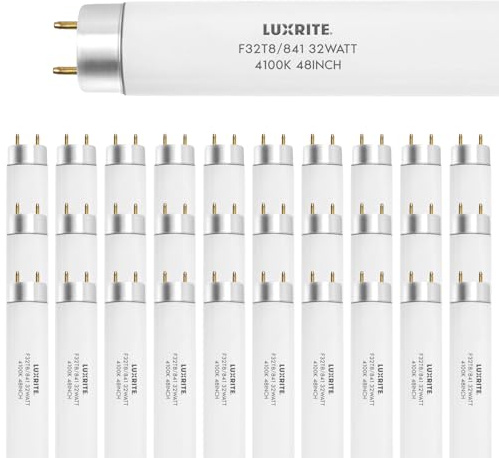 LUXRITE 30-Pack F32T8/841 32W 48 Inch T8 Fluorescent Tube Light Bulb, 4100K Cool White, 2800 Lumens, G13 Medium Bi-Pin Base, LR20732