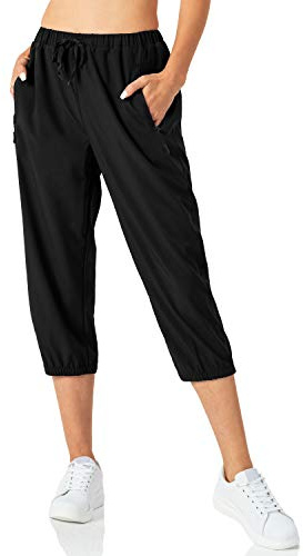 Butrends Pantaloni da Jogging Leggeri da Donna Pantaloni Capri Quick Dry Pantaloni a 3/4 Pantaloni da Allenamento Corti Pantaloni da Trekking Casual con Tasche con Cerniera