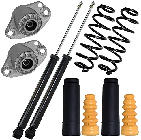 ATEC GERMANY 2x Presión de gas amortiguador trasero puntal incl. puntal de montaje y guardapolvos + muelle de suspensión trasera, compatible con SEAT LEON (1M1), TOLEDO 2 (1M2), VW GOLF 4 (1J1)