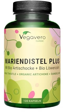 Mariendistel + Bio Artischocke & Löwenzahn | 80% Silymarin | Hochdosiert | 120 Kapseln | Vegan & Ohne Zusätze | Deutsche Produktion von Vegavero