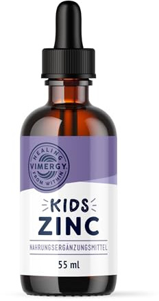 Vimergy Kids Zinc - Gouttes de Zinc pour Enfant - Soutient les Fonctions Cérébrales, la Croissance Physique et la Fonction Cellulaire -Sans Sucre, Colorants, Gluten ni Arômes - Végétalien (55 ml)
