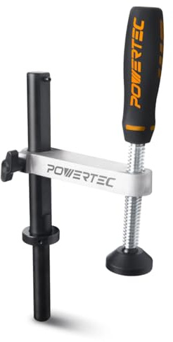 POWERTEC 71530 Workbench Holdfast Clamp for Woodworking, Adjustable Hold Down Clamping, Bench Dog Clamp for 3/4 Inch (19mm) Dog Hole MFT Table, 1 Pack