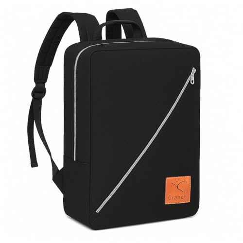 Granori Handgepäck Rucksack 40x30x15 cm - Leichter Flugzeug Bord Kabinengepäck Reiserucksack (Weekender) für diverse Airlines (Schwarz)