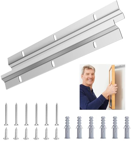 Rail Fixation en Z pour Miroir Lourd, 2 Supports de Fixation Murale Barre en Z, 30 cm Cintre pour Tableaux Français pour Suspendre pour Tableaux Œuvres d'Art et Supports Muraux