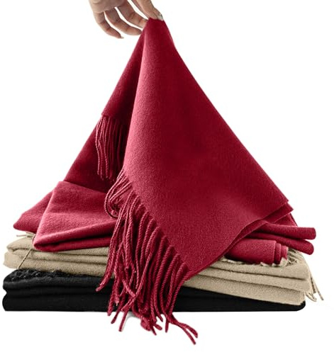 Bufanda Mujer Invierno,Elegante y Cozy Bufandas Grandes,Larga Chales Cálida 200cm*70cm (Burdeos)